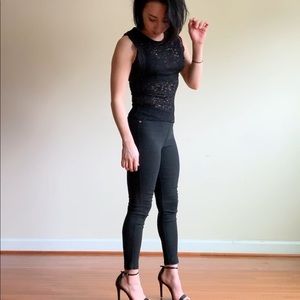 Sexy Embroidered Lace black Blouse